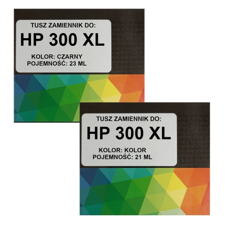 Zgodny komplet tuszy HP 300XL DeskJet F2500 D5560 F4292 D2660 CC641EE + CC644EE