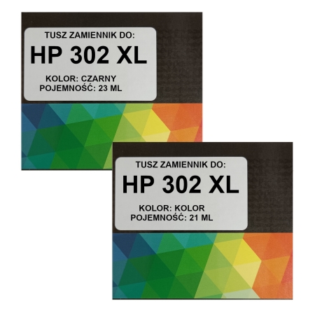 Zgodny komplet tuszy HP 302XL DeskJet 3830 2130 3832 F6U68AE + F6U67AE