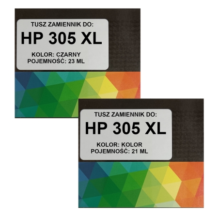 Zgodny zestaw tuszy do HP 305 XL DeskJet 2320 2720 2722 2724 3YM60AE + 3YM61AE